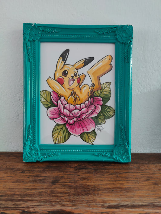 Framed Original Peony Pikachu