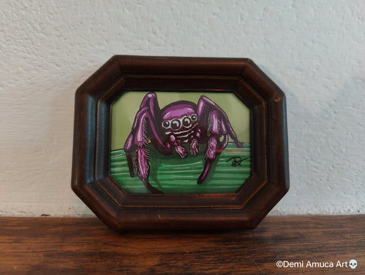 Framed Original Purple Spider