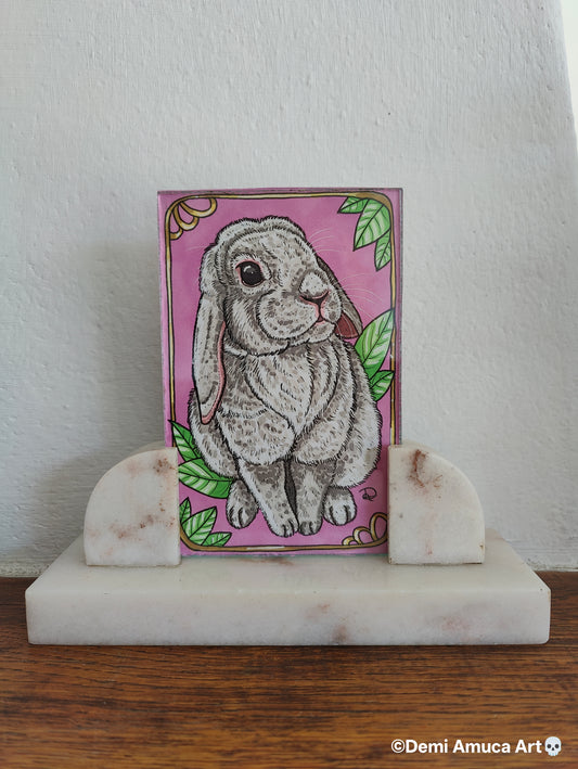 Framed Original: White Bunny