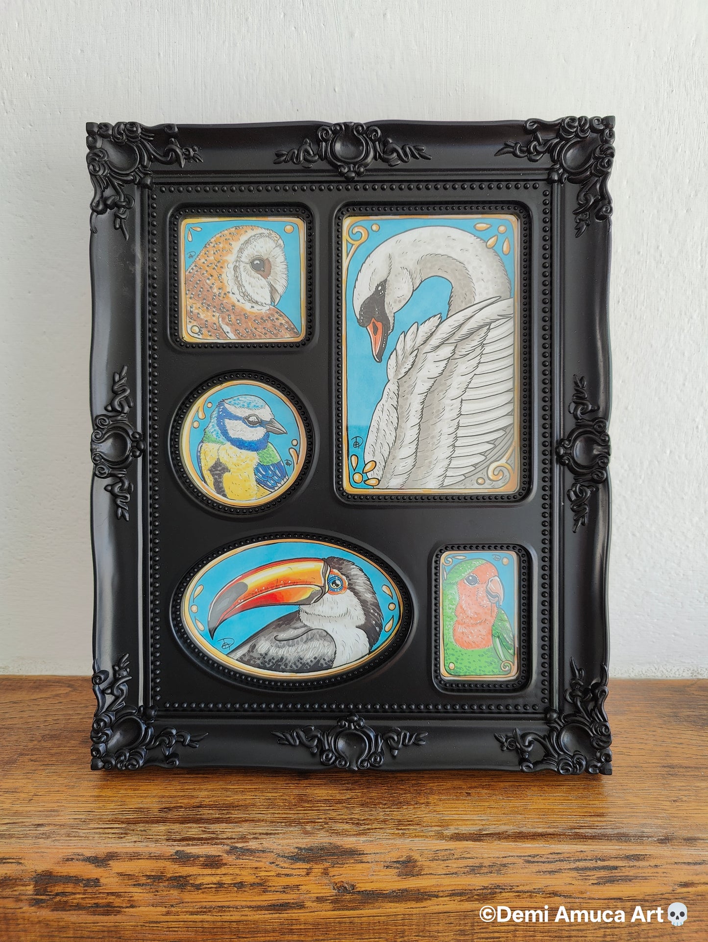 Framed Original: Collection of birds