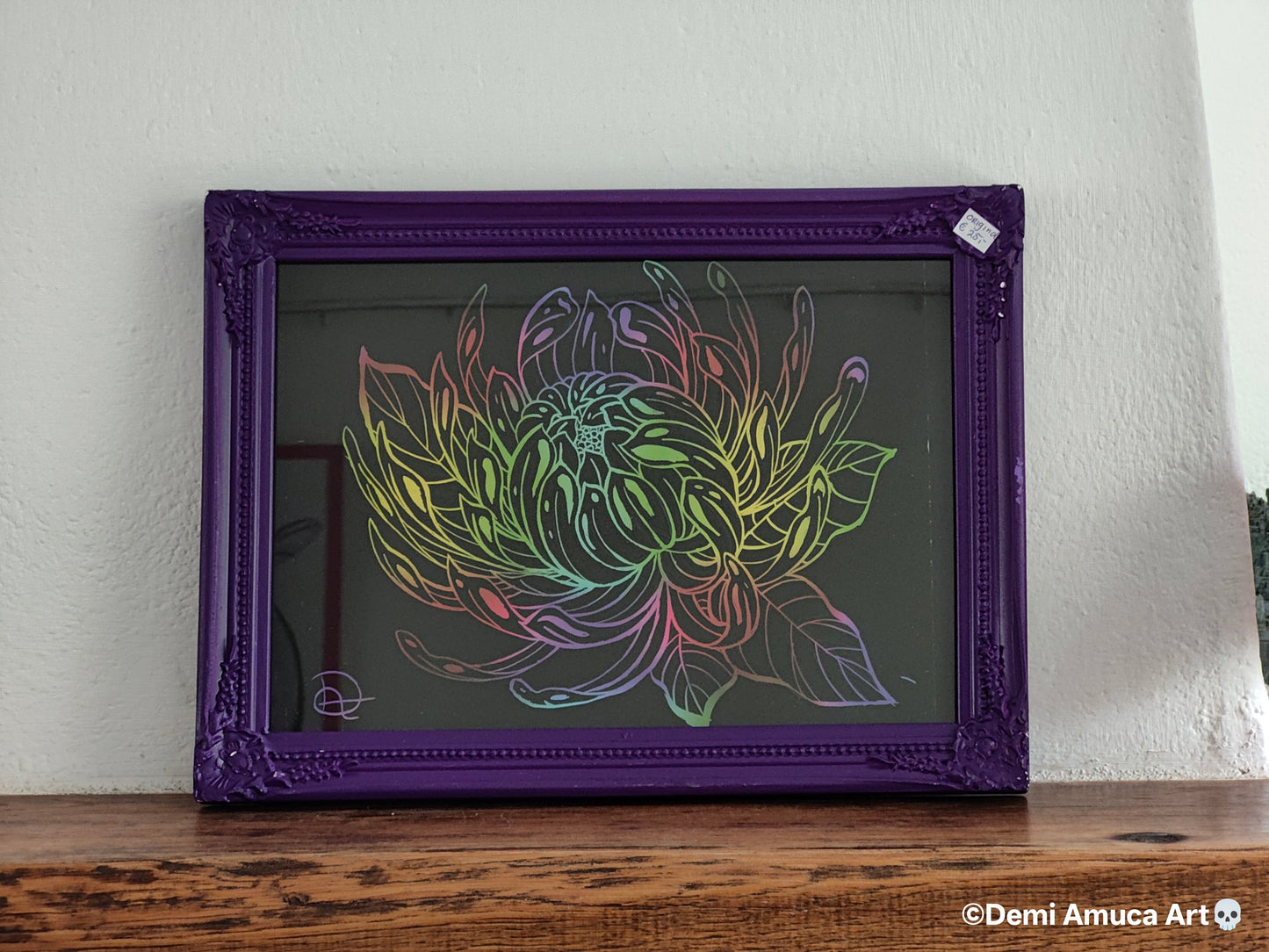 Framed Original: Rainbow flower
