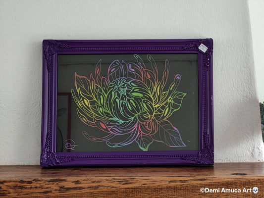 Framed Original: Rainbow flower